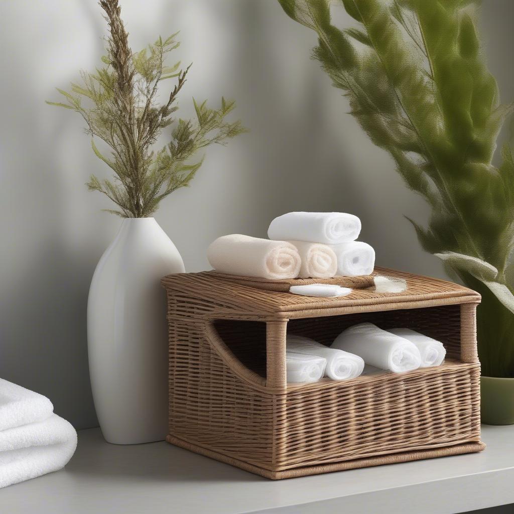 Wicker Tissue Holder with Additional Storage