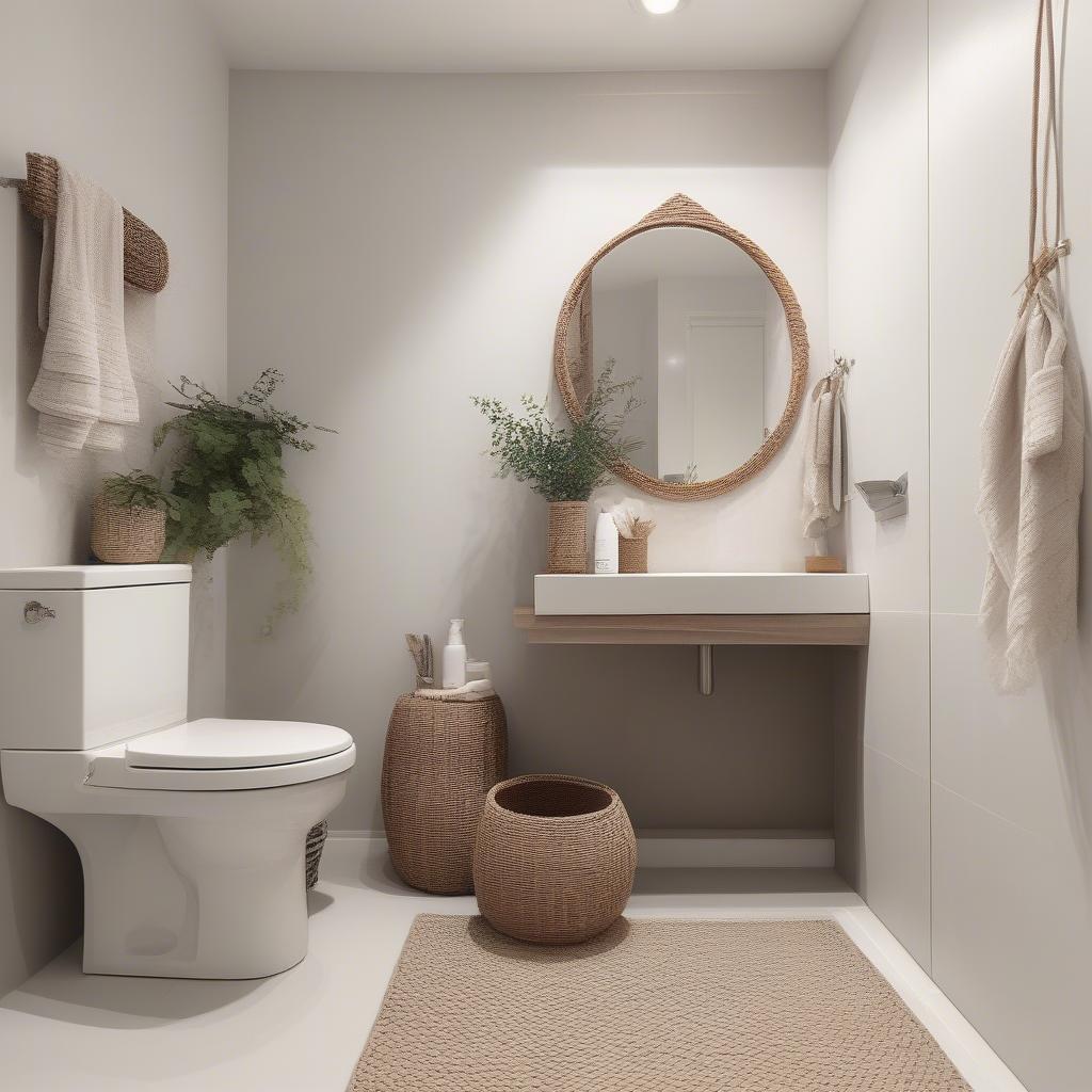 Wicker Toilet Brush Holder in a Bathroom Setting