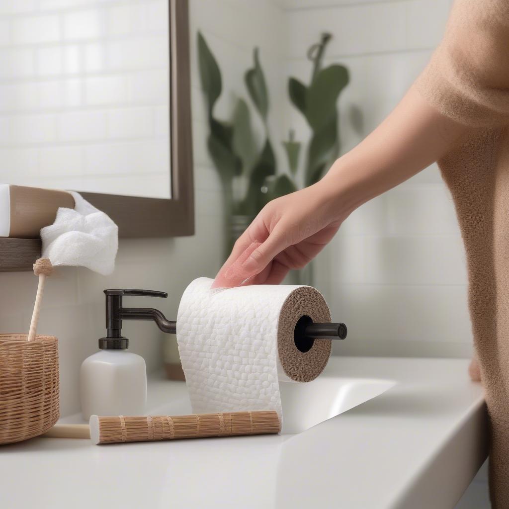 Cleaning a wicker toilet paper holder