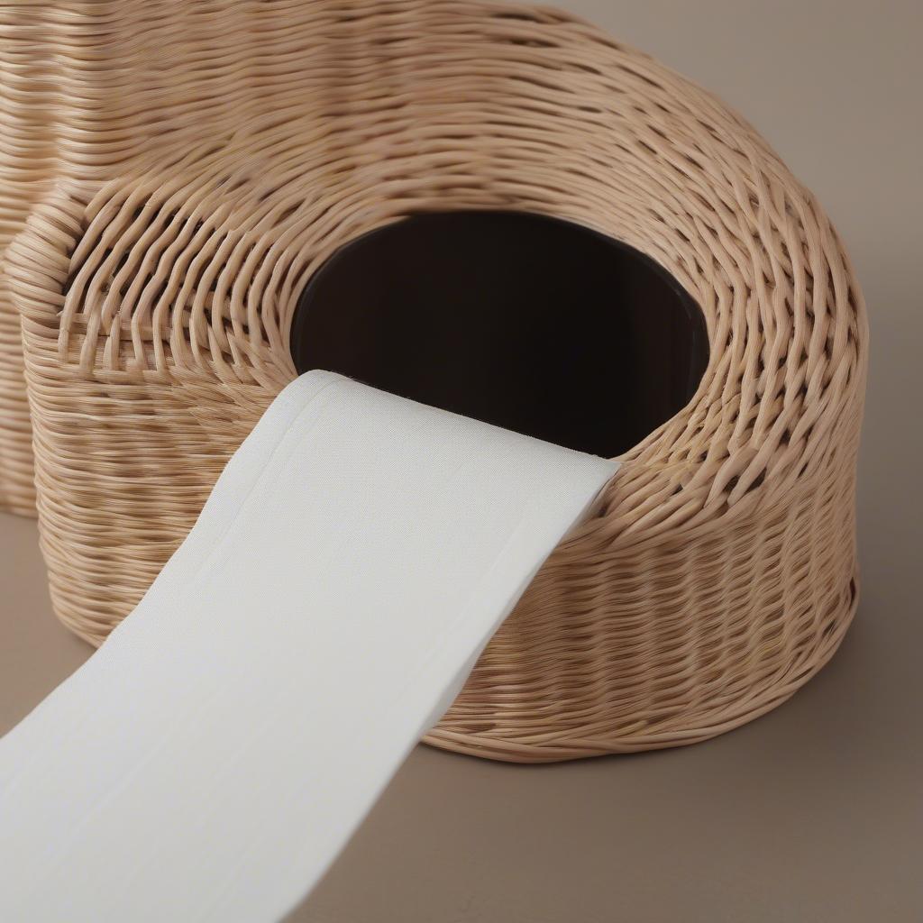 Close-up of a Wicker Toilet Paper Holder