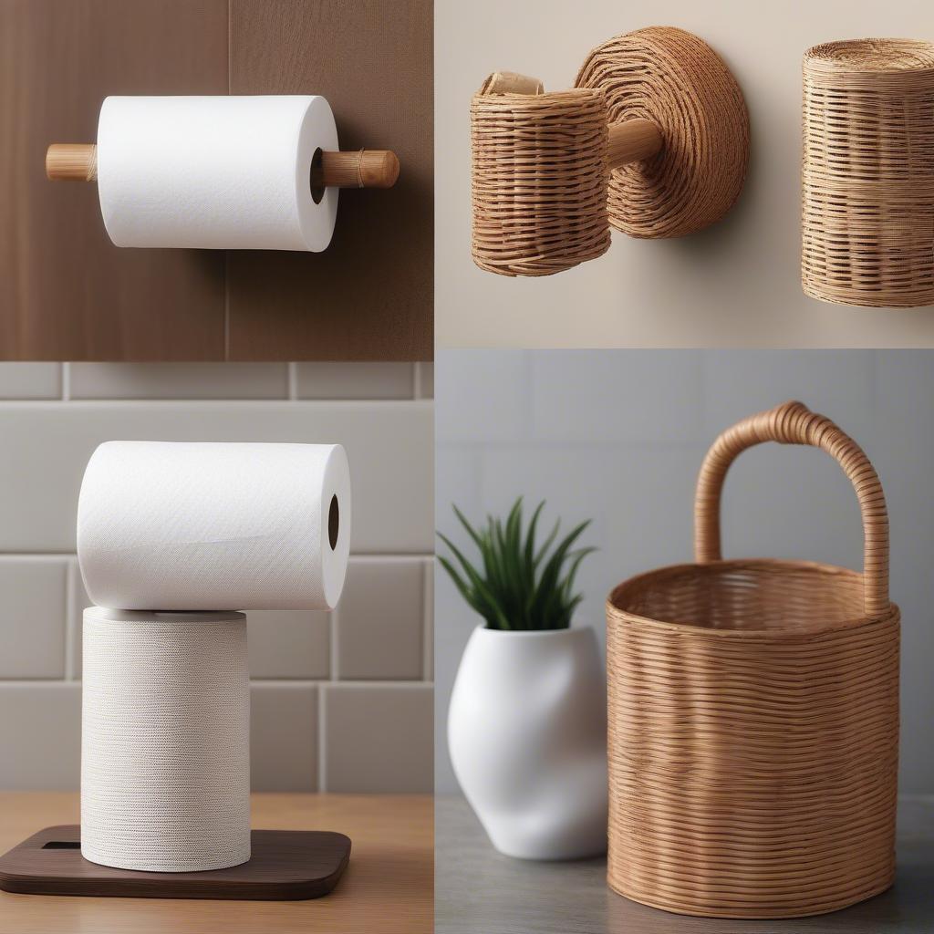 Variety of wicker toilet paper roll holders