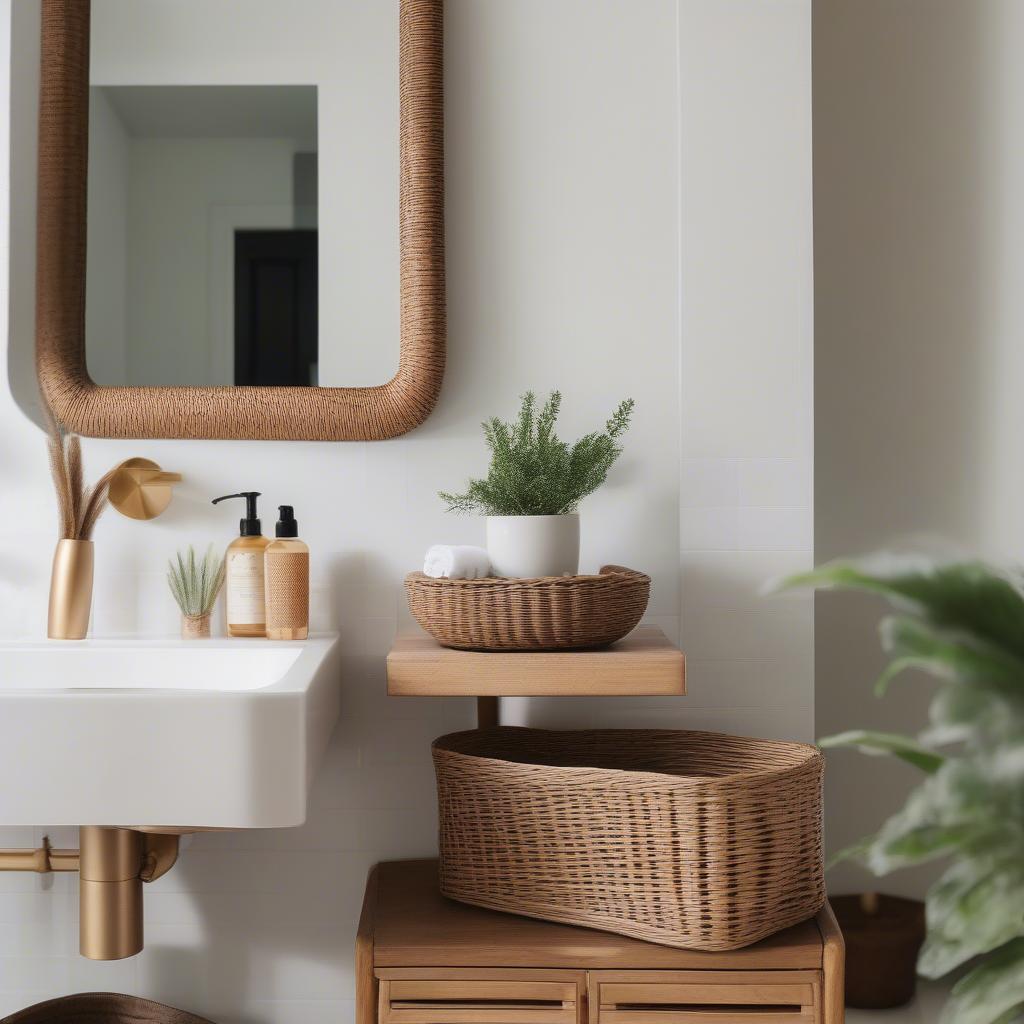 Wicker toothbrush holder enhancing the aesthetic of a modern bathroom