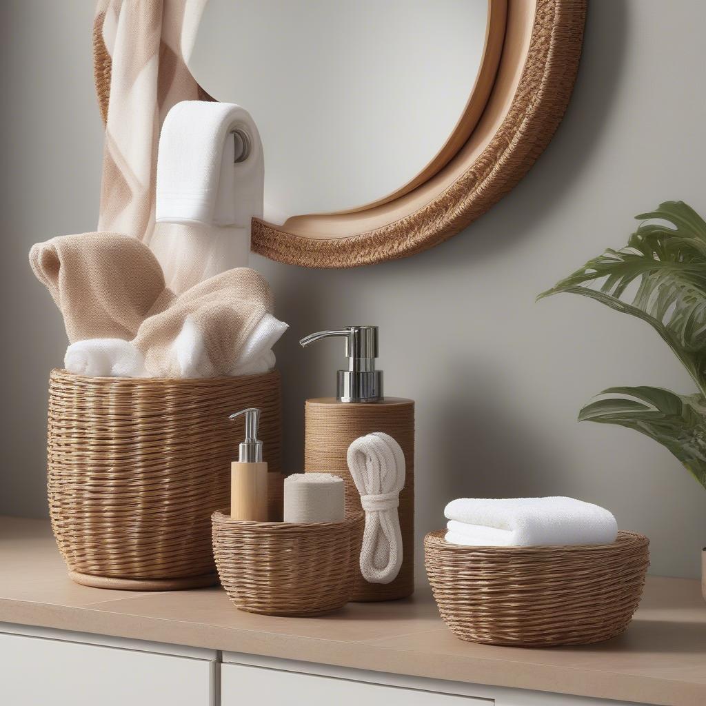 Wicker Towel Holders in Different Bathroom Decor Styles