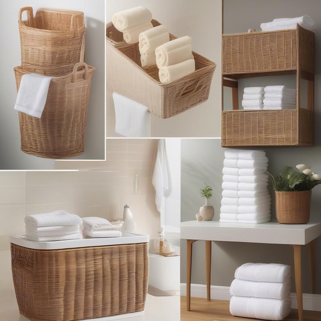 Various Wicker Towel Storage Options: Baskets, Hampers, and Wall-Mounted Solutions