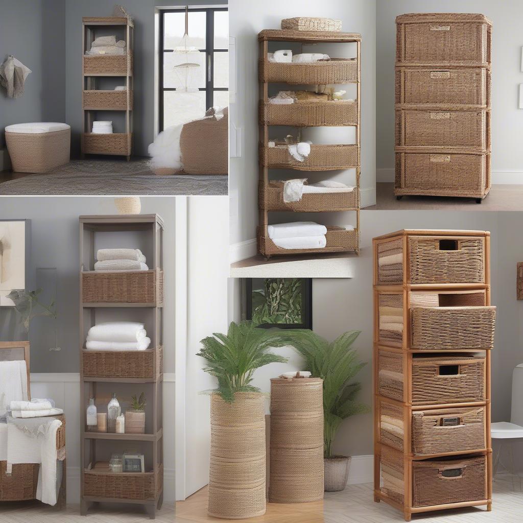 Wicker Storage Towers in Various Rooms