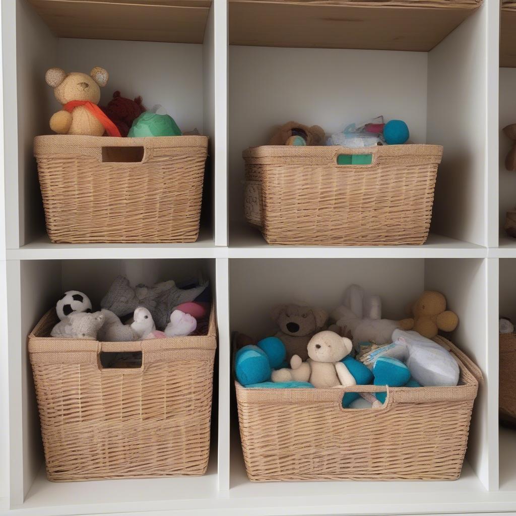 Practical tips for organizing toys in wicker baskets