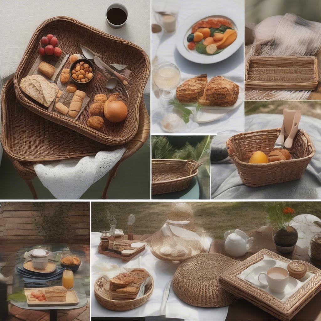 Wicker Trays Serving Food in Different Settings