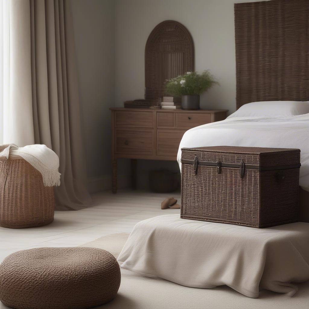 Wicker Trunk at the Foot of the Bed