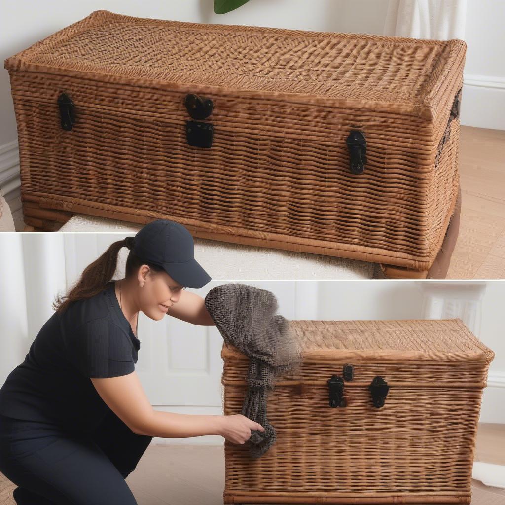 Cleaning and maintaining a wicker storage trunk