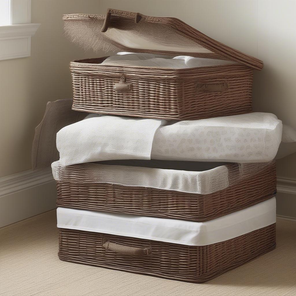 Variety of wicker under bed storage boxes