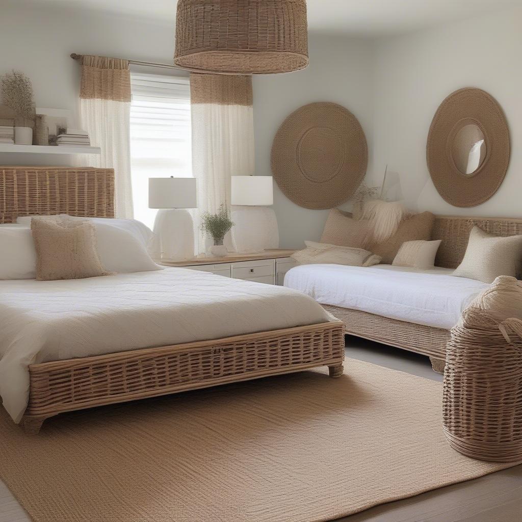 Wicker Underbed Storage in a Bedroom: demonstrating how wicker storage complements a bedroom's aesthetic and maximizes space.