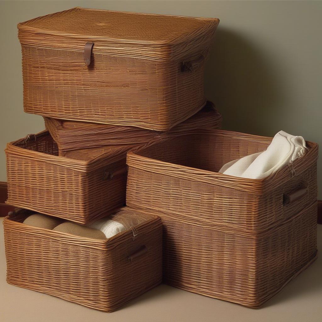 Different types of wicker underbed storage baskets in the UK