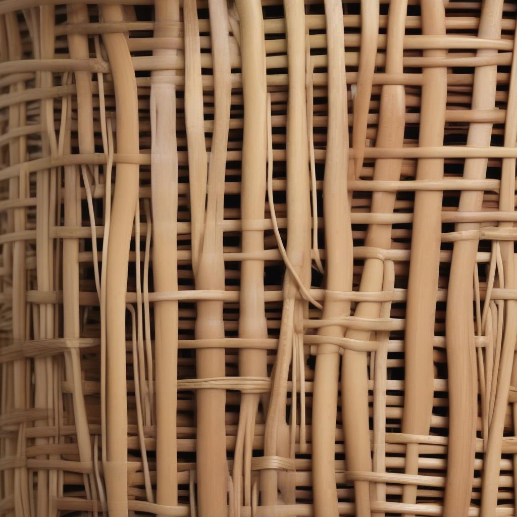 Close-up comparison of wicker and rattan materials.