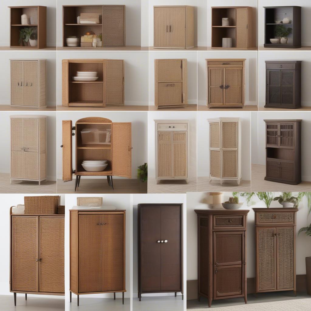 Various Wicker Wall Mounted Cabinet Styles