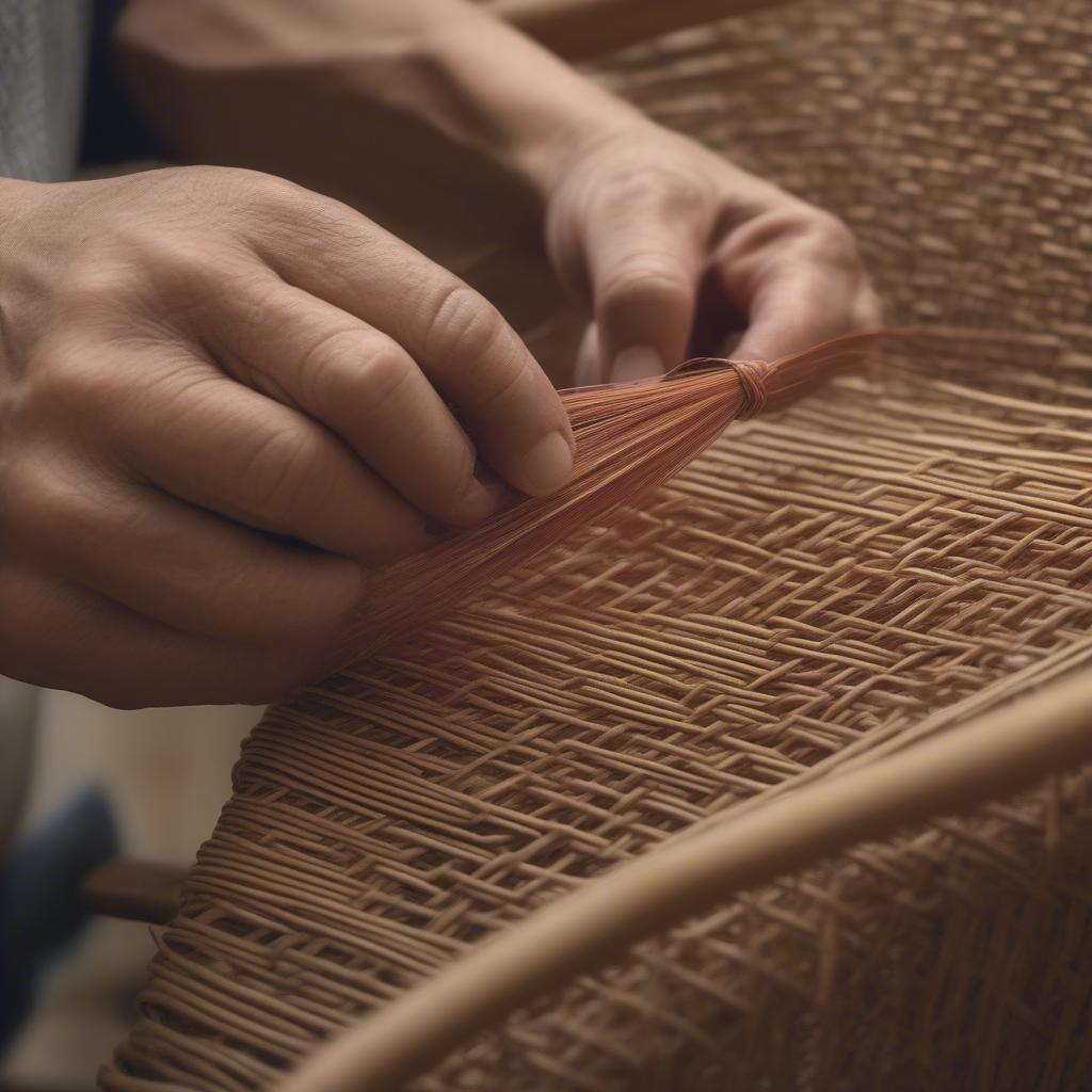 Close-up of Wicker Weaving Process