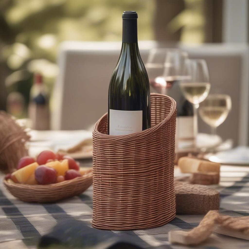 Wicker Wine Bottle Holder in Use