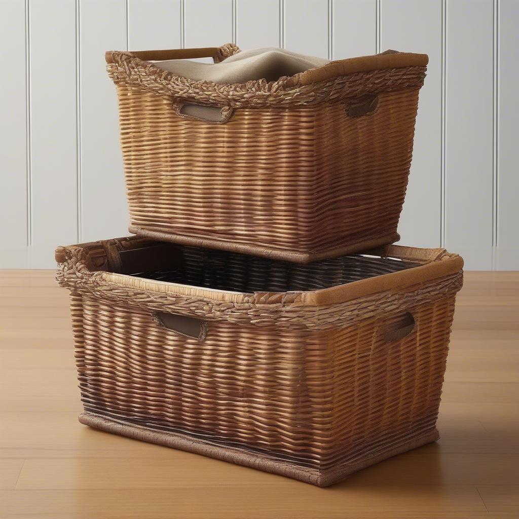 Different Wicker and Wood Basket Storage Tote 14x20 Variations