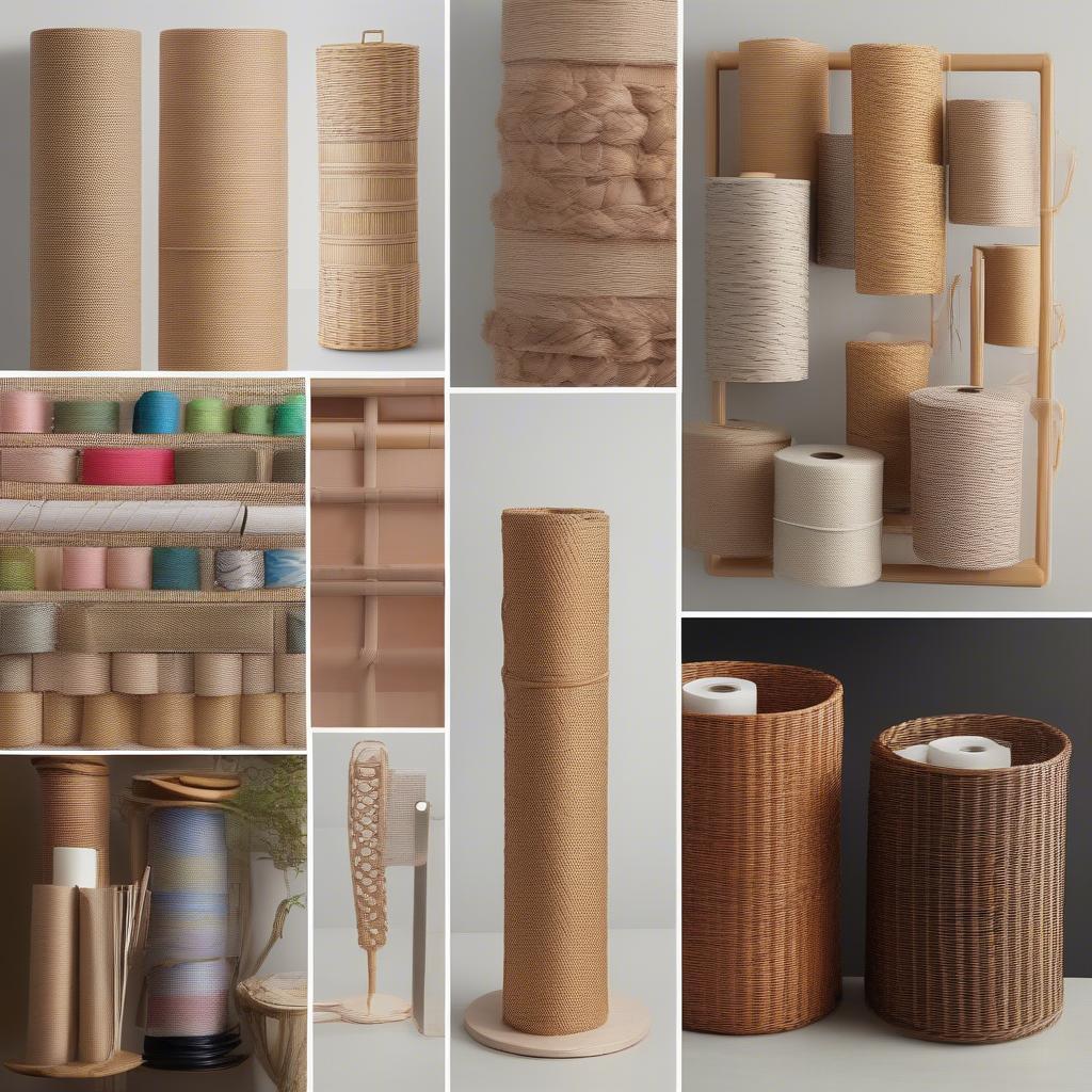 Various Styles of Wicker Wrapping Paper Holders