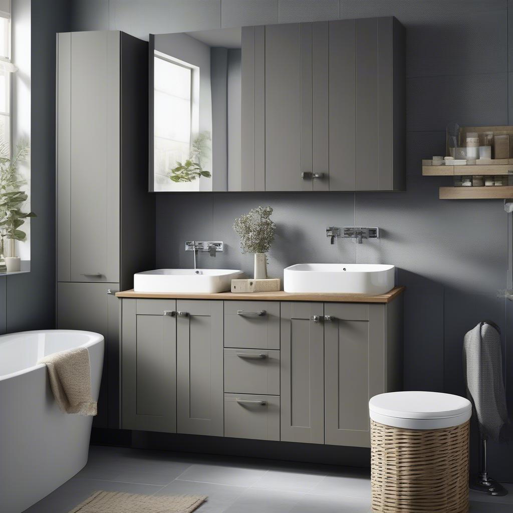 Grey Wood Effect Wickes Bathroom Cabinets