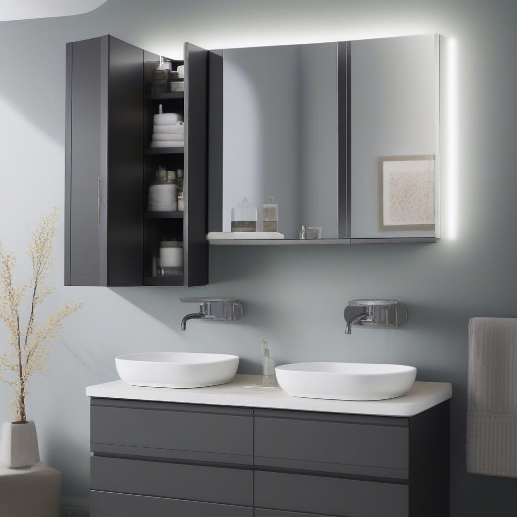 Various Wickes bathroom mirror cabinet styles