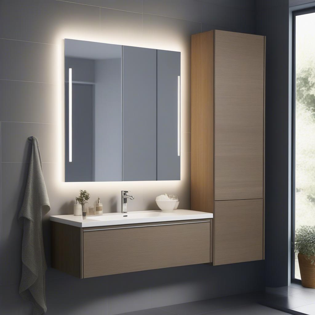 Wickes Earth LED Mirror Cabinet in Bathroom