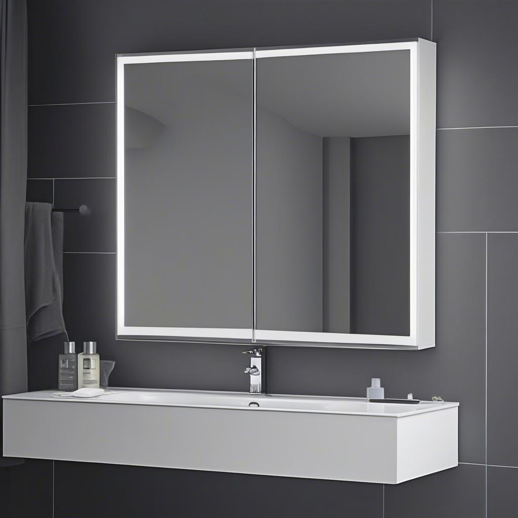 Wickes Illuminated Bathroom Mirror Cabinet with Lights and Shaver Socket