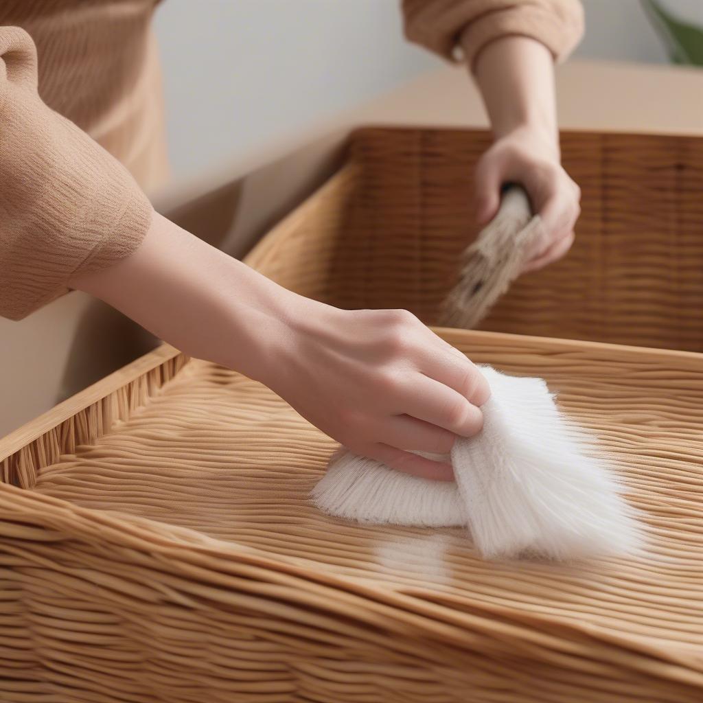 Cleaning a Wood Wicker Basket Cabinet