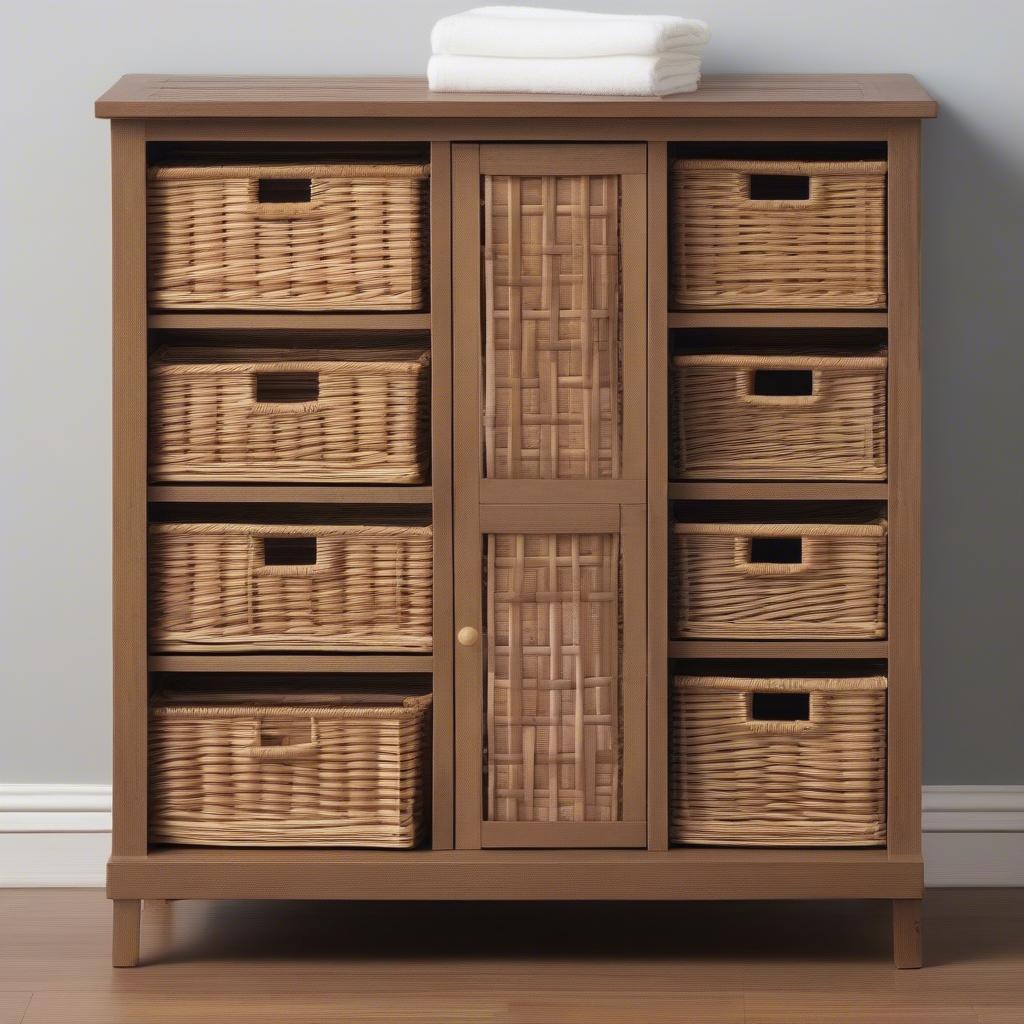 Various Styles of Wood and Wicker Storage Drawers