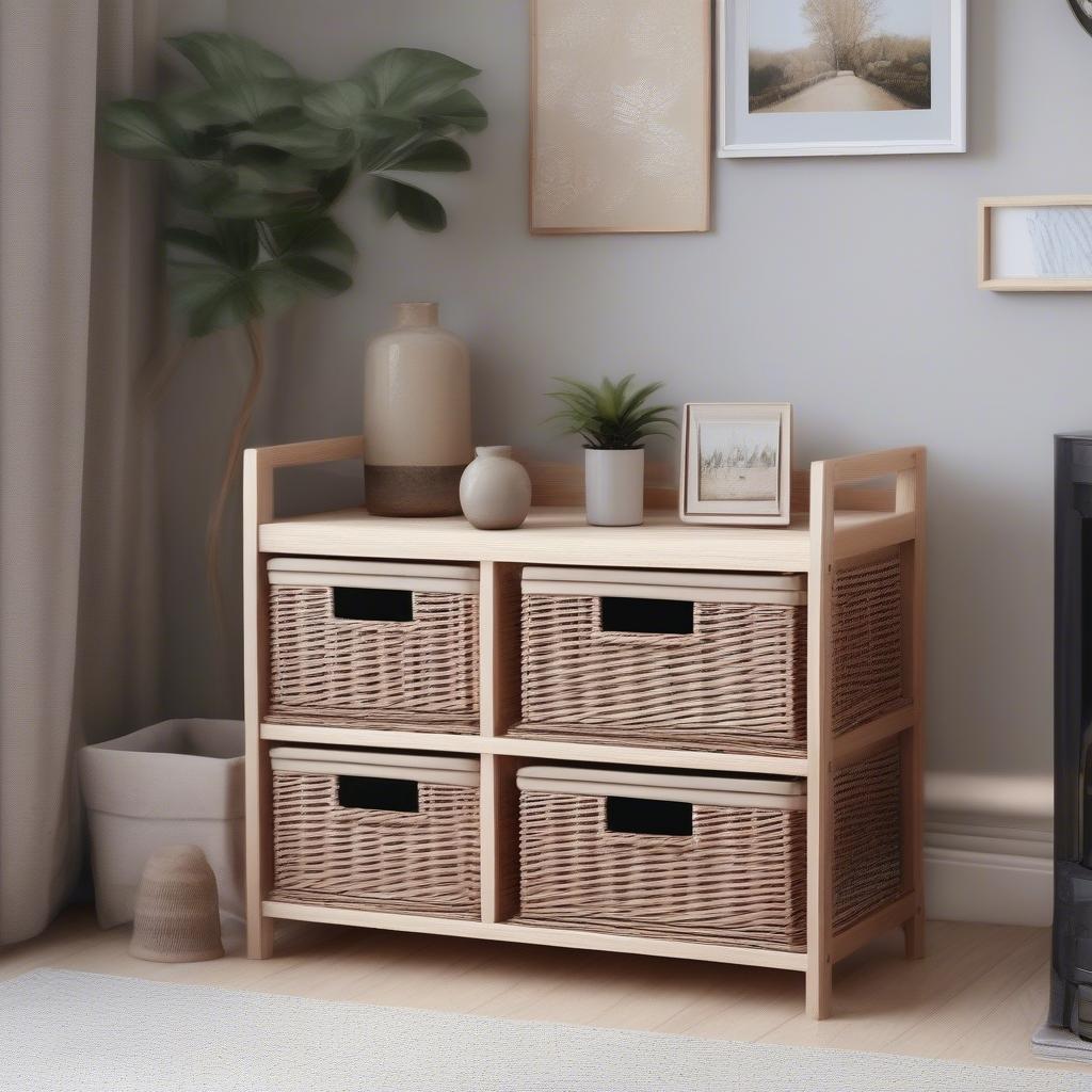 Woodluv Buff 3 Drawer Wicker Storage Unit Overview