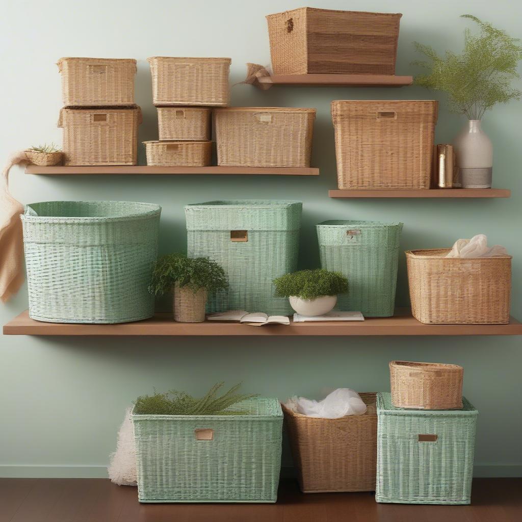 World Market Wicker and Mint Storage Basket Sizes