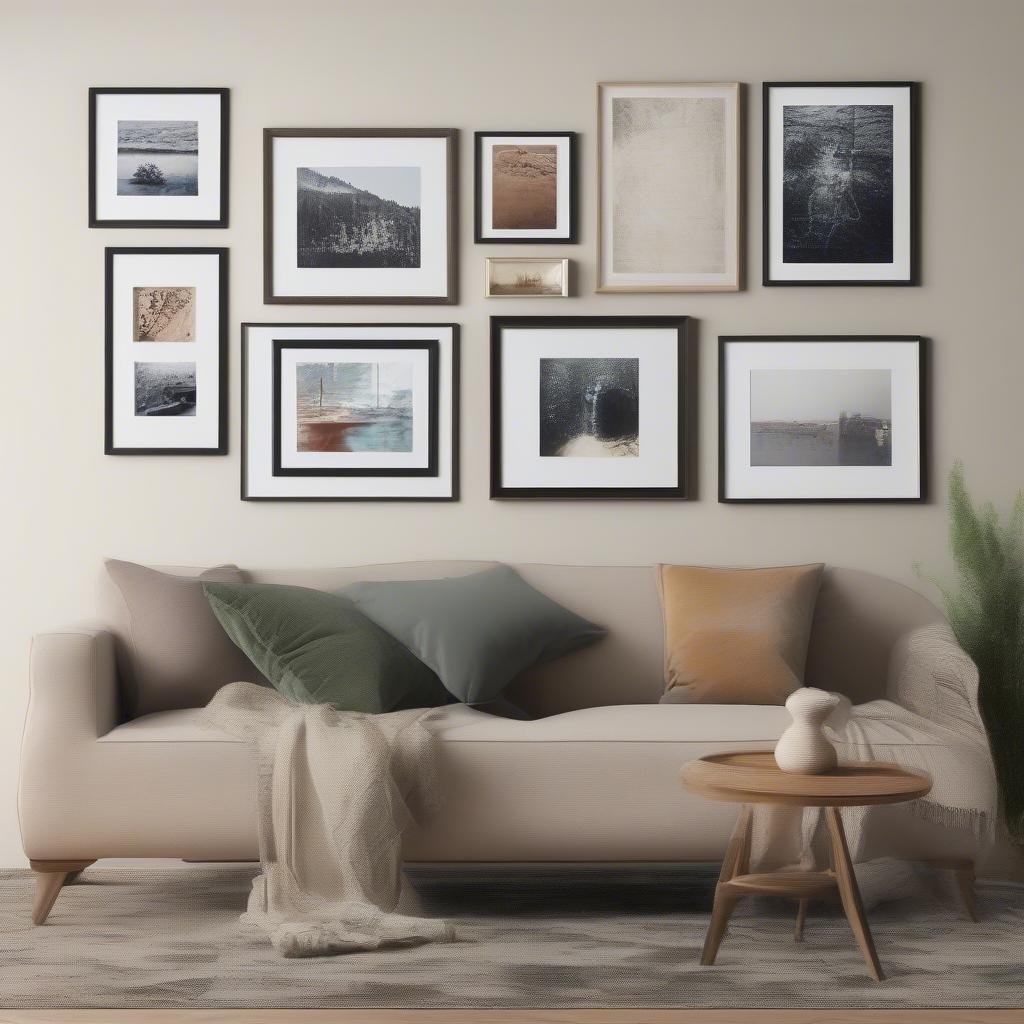 Various 10x17 frames displaying different artwork and photos in various settings