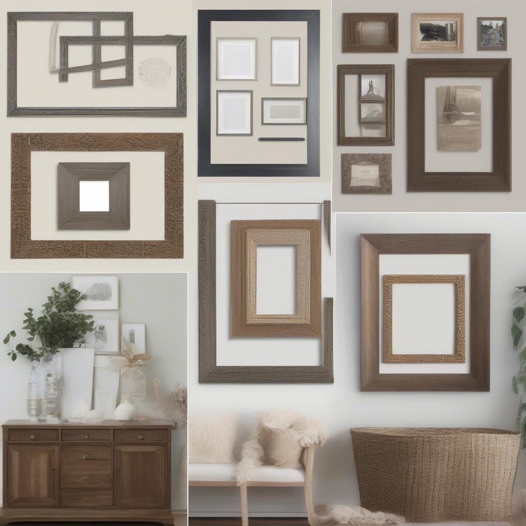 Different materials and styles of 10x17 frames, including wood, metal, and wicker