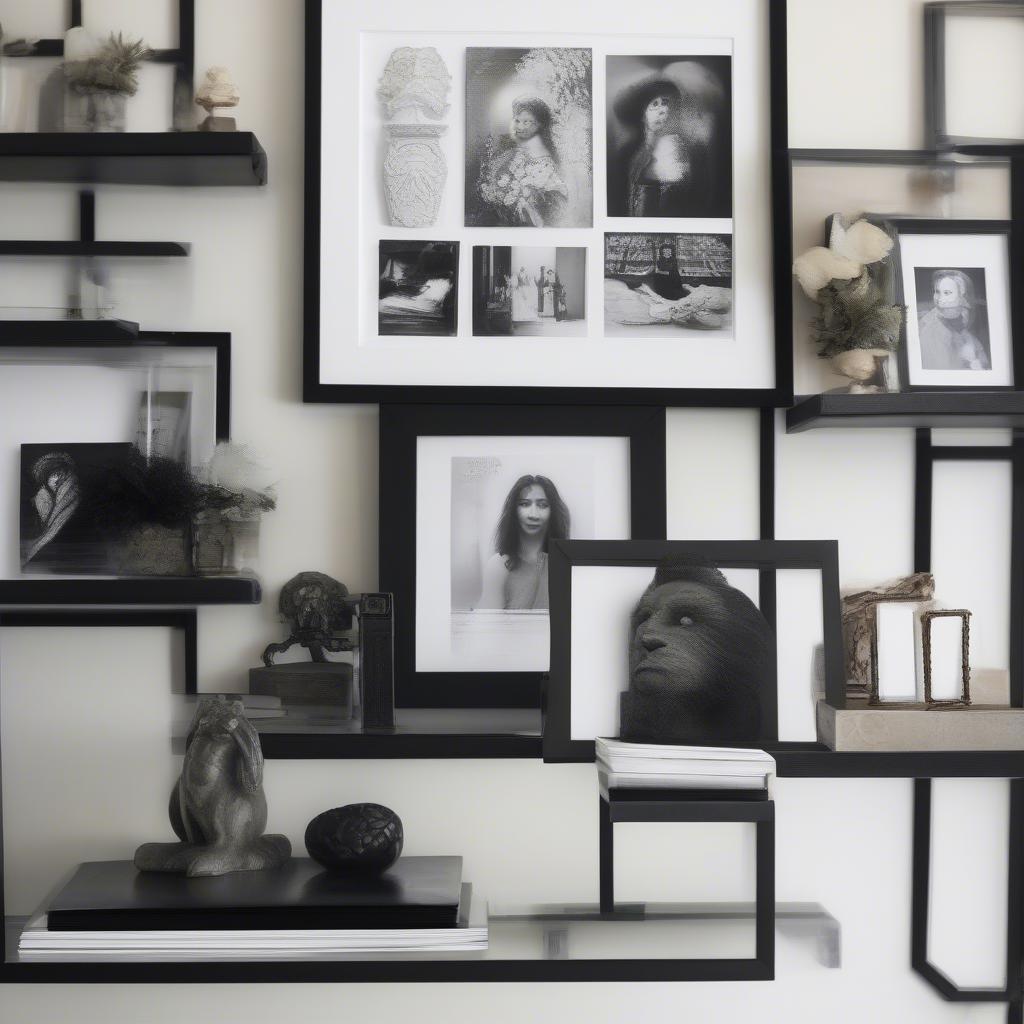 An 11x14 tabletop picture frame displayed on a bookshelf, surrounded by books and decorative objects.