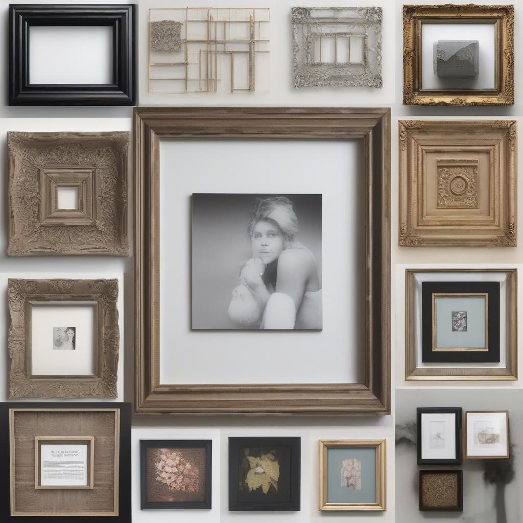 Various 16x16 Square Frames in Different Materials and Styles