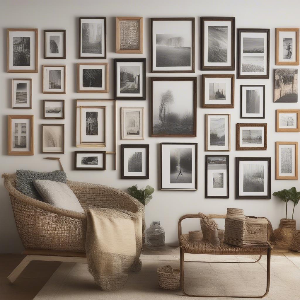 Various 17x17 frame options displayed on a wall