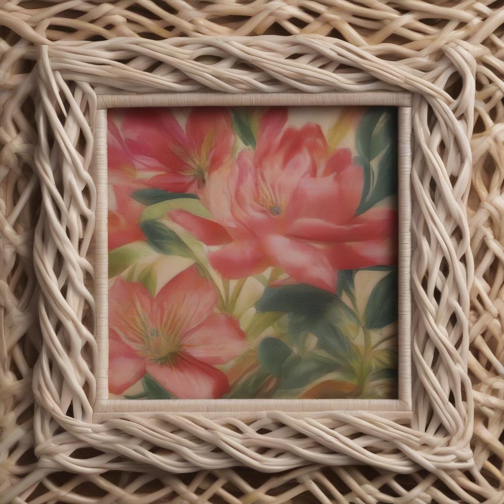 17x17 wicker frame showcasing a botanical print