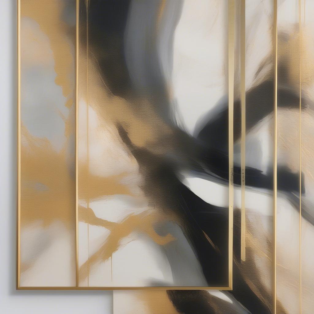 A 20x30 gold frame with a modern art piece