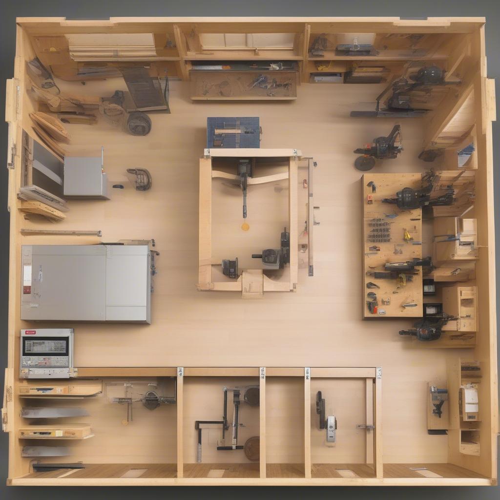 U-Shaped Wood Shop Layout Example