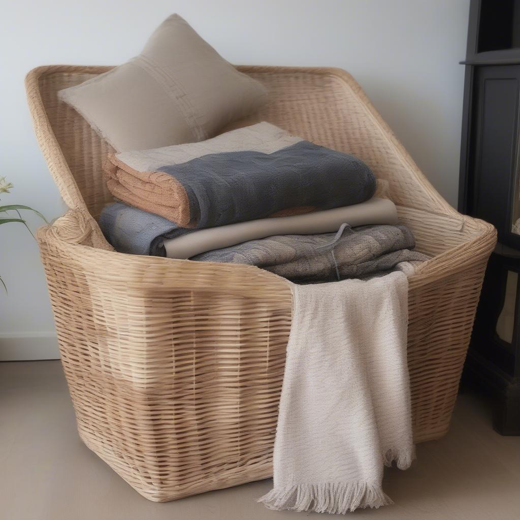 Custom 22x44 Wicker Basket for Blanket Storage