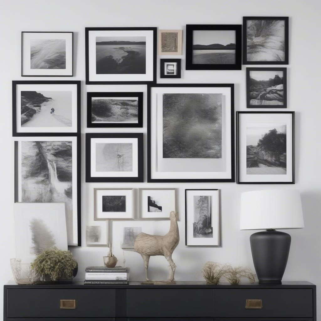 24x36 Black Frame with White Mat in a Gallery Wall