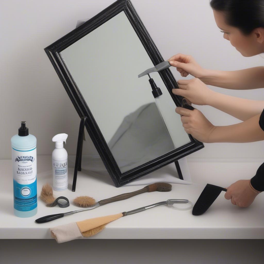 Cleaning a 24x36 Black Framed Mirror