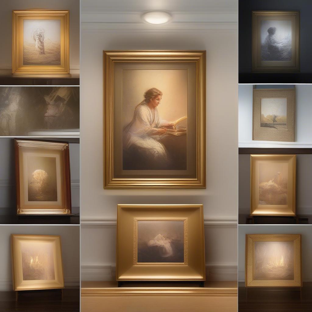 Different lighting techniques for showcasing artwork in a 24x36 gold frame