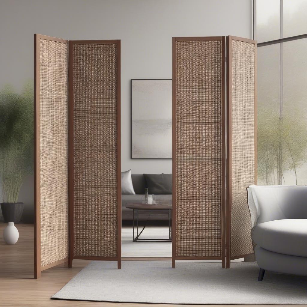 Rattan room divider made of 24x36 panels