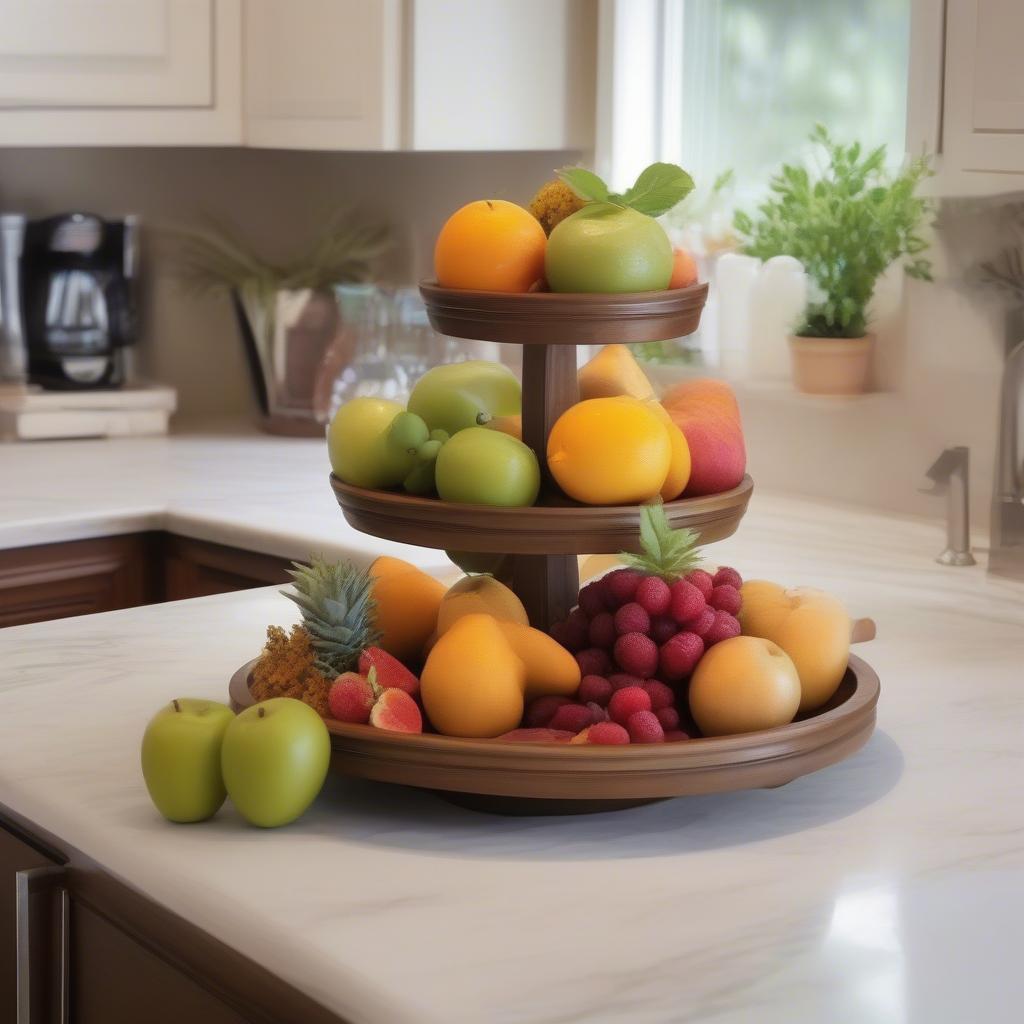 3 Tier Tray Wood Display in Kitchen