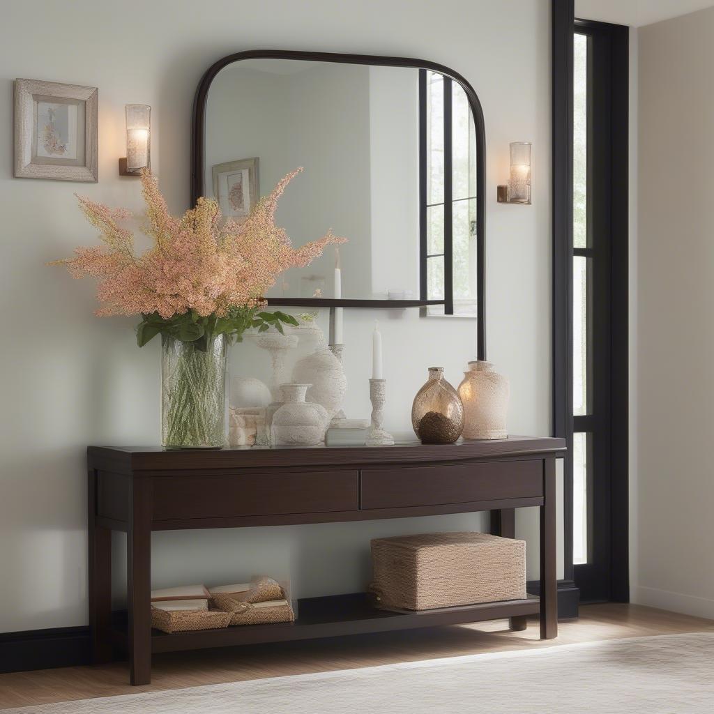 30x40 Wall Mirror Above Entryway Console Table