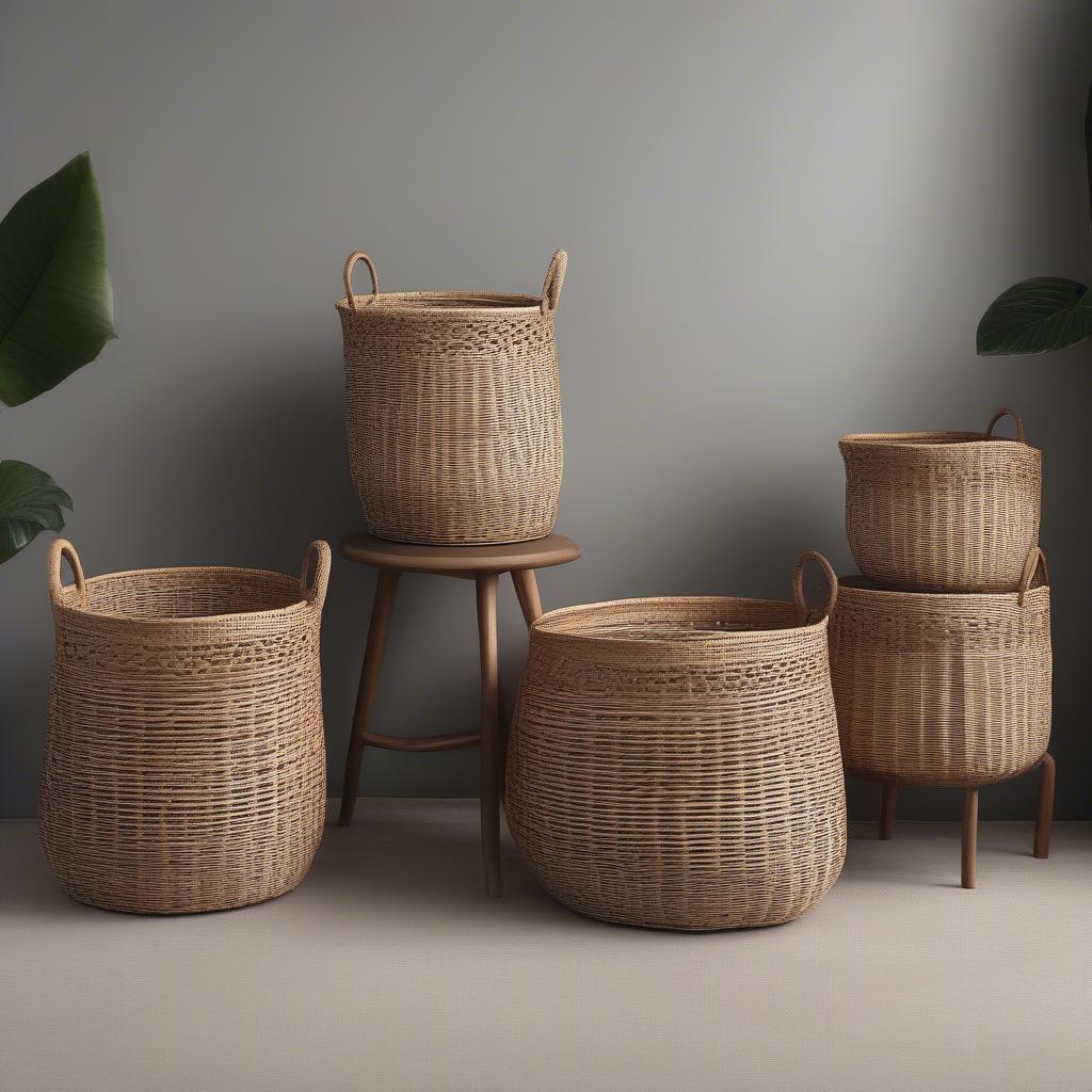 Rattan Storage Baskets in 45x23 Dimensions