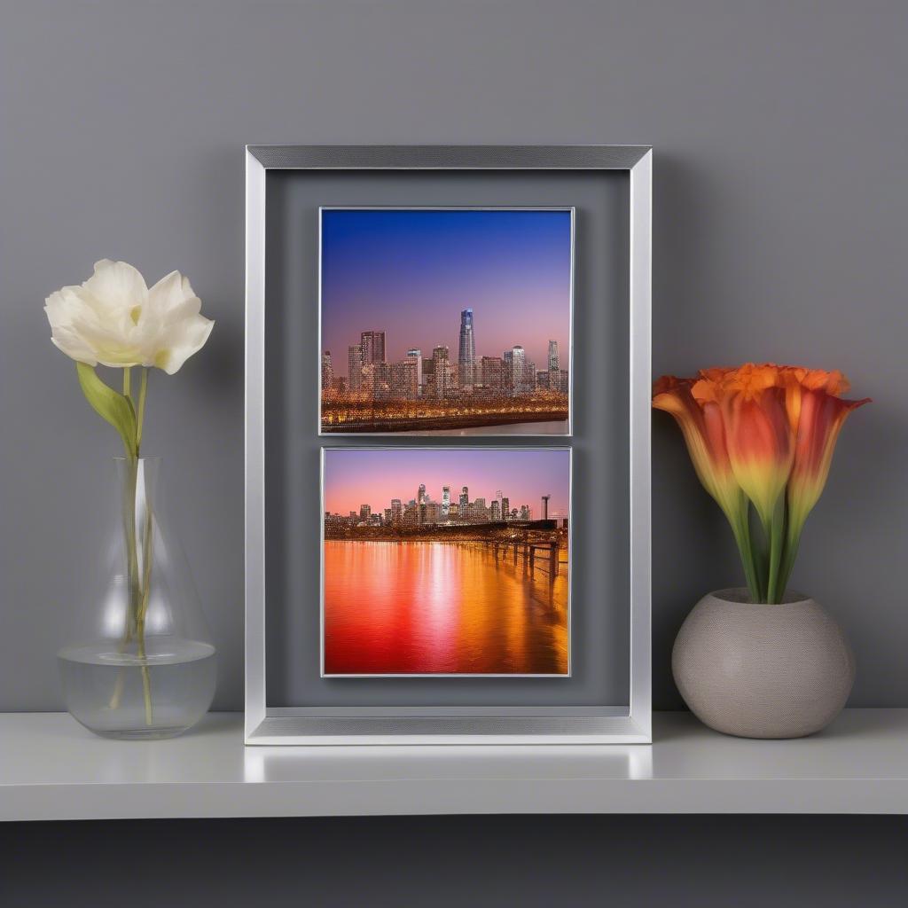 Modern Metal 5x7 Three Photo Frame