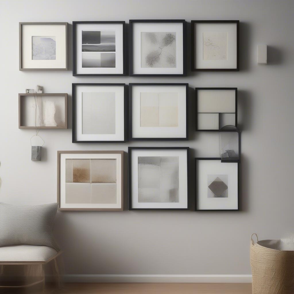 Various 8x10 canvas frame options displayed on a wall