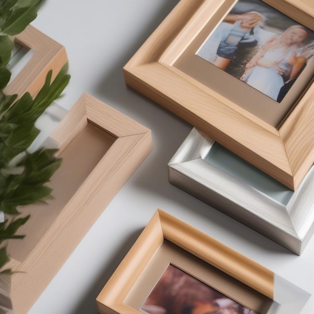 8x10 collage frames showcasing materials: wood, metal, and acrylic