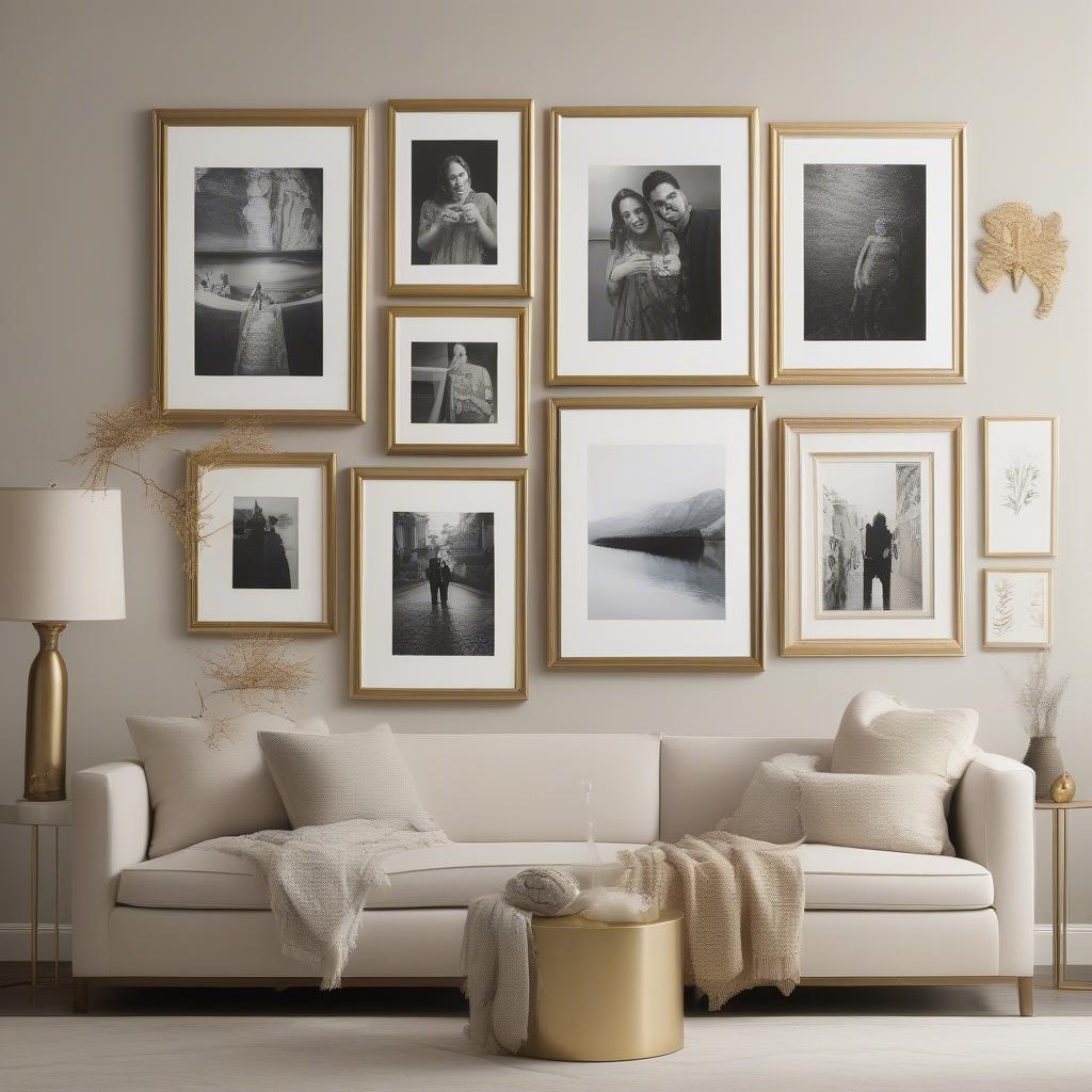 8x10 Gold Photo Frame on a Gallery Wall